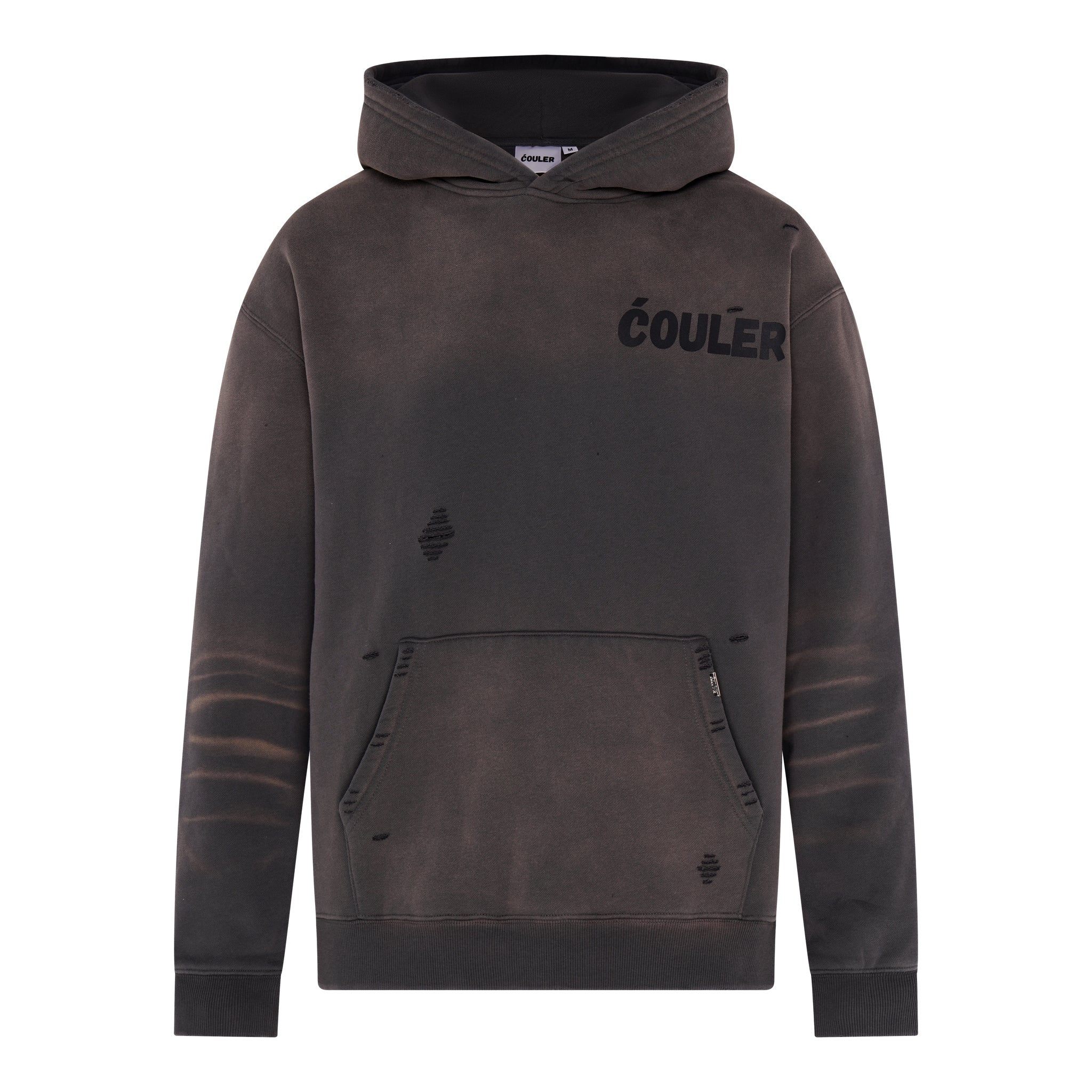 ĆOULER Vintage Washed Hoodie in Grey – Front View